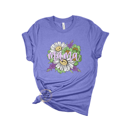 Mama Daisies & Lilacs Tee - Shirt Black - southerncountryheart.com