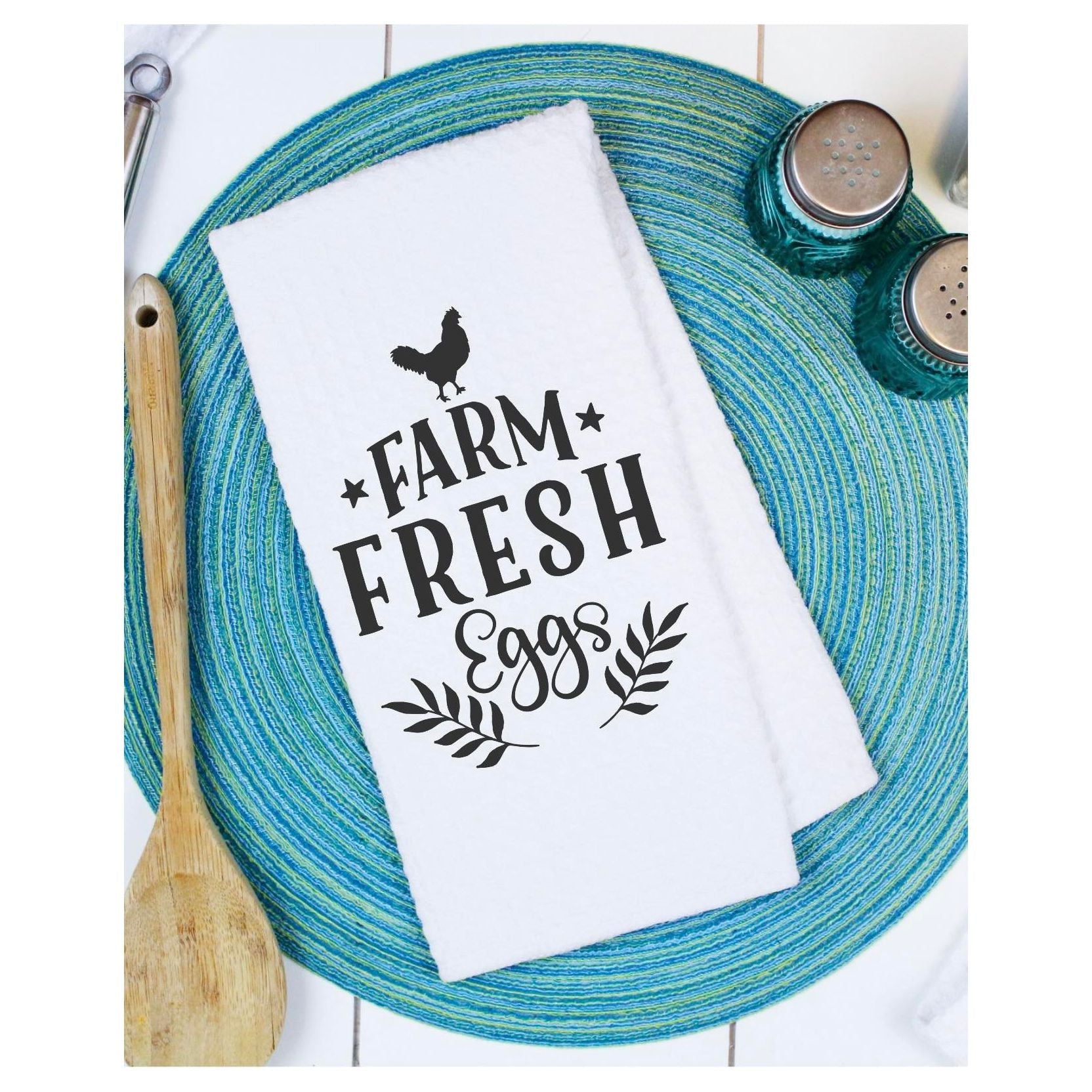Farm Fresh Eggs 2 Waffle Tea Towels - southerncountryheart.com
