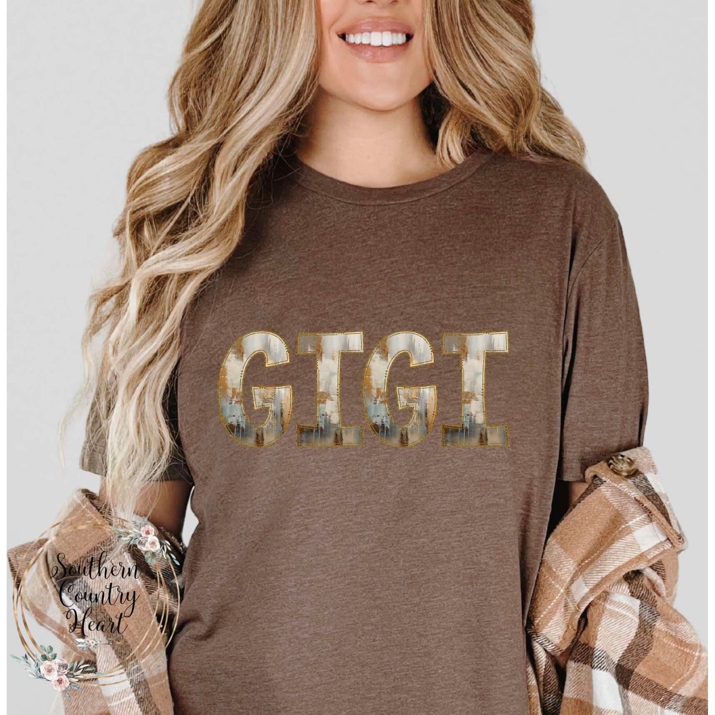 Rustic Painted Neutral Gigi Tee - Shirt - southerncountryheart.com