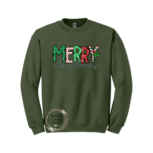 Merry Christmas Print Sweatshirt - southerncountryheart.com