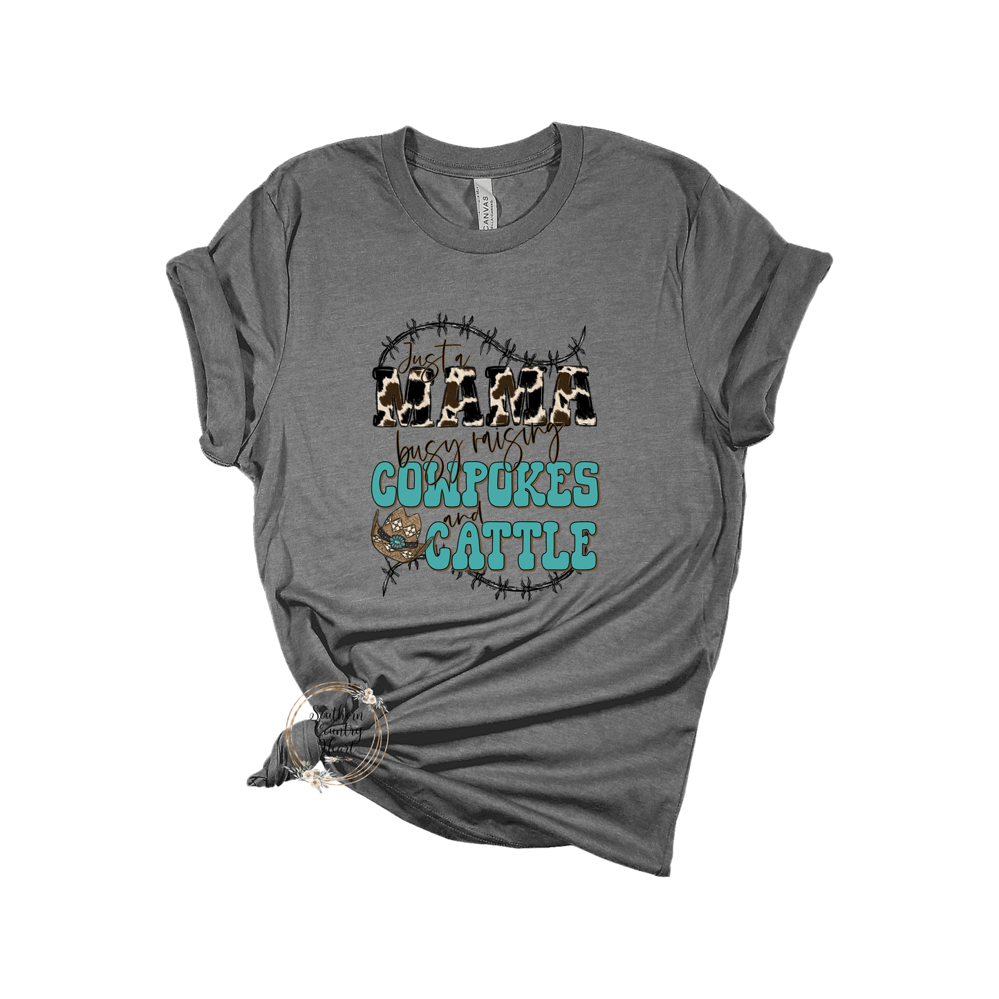 Just a Mama Raising Cowpokes & Cattle Tee - Shirt - southerncountryheart.com
