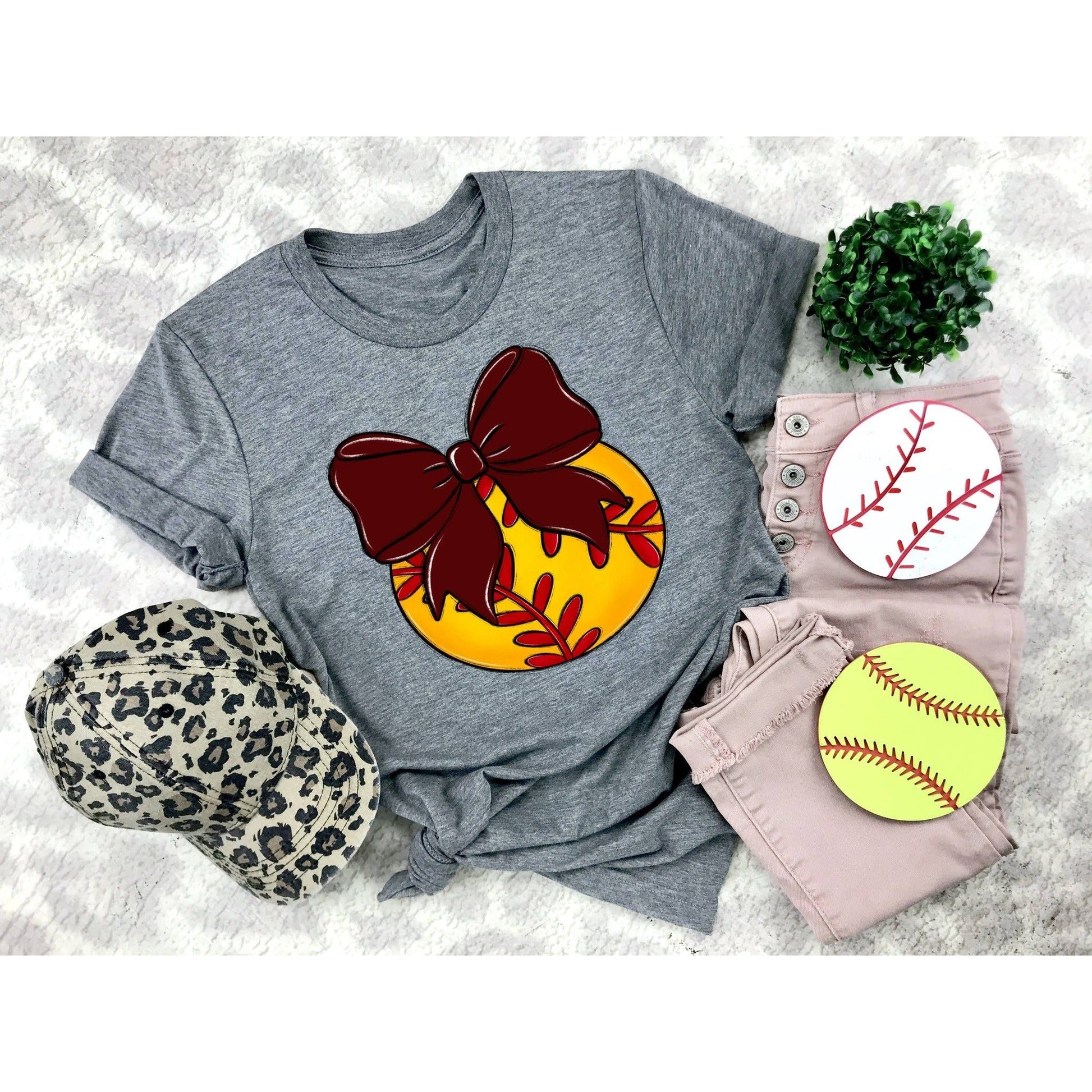Bows and Softball Tee - Shirt - southerncountryheart.com