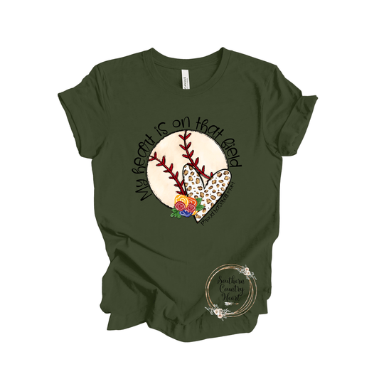 My Heart is on that Field Baseball Tee - Shirt - southerncountryheart.com