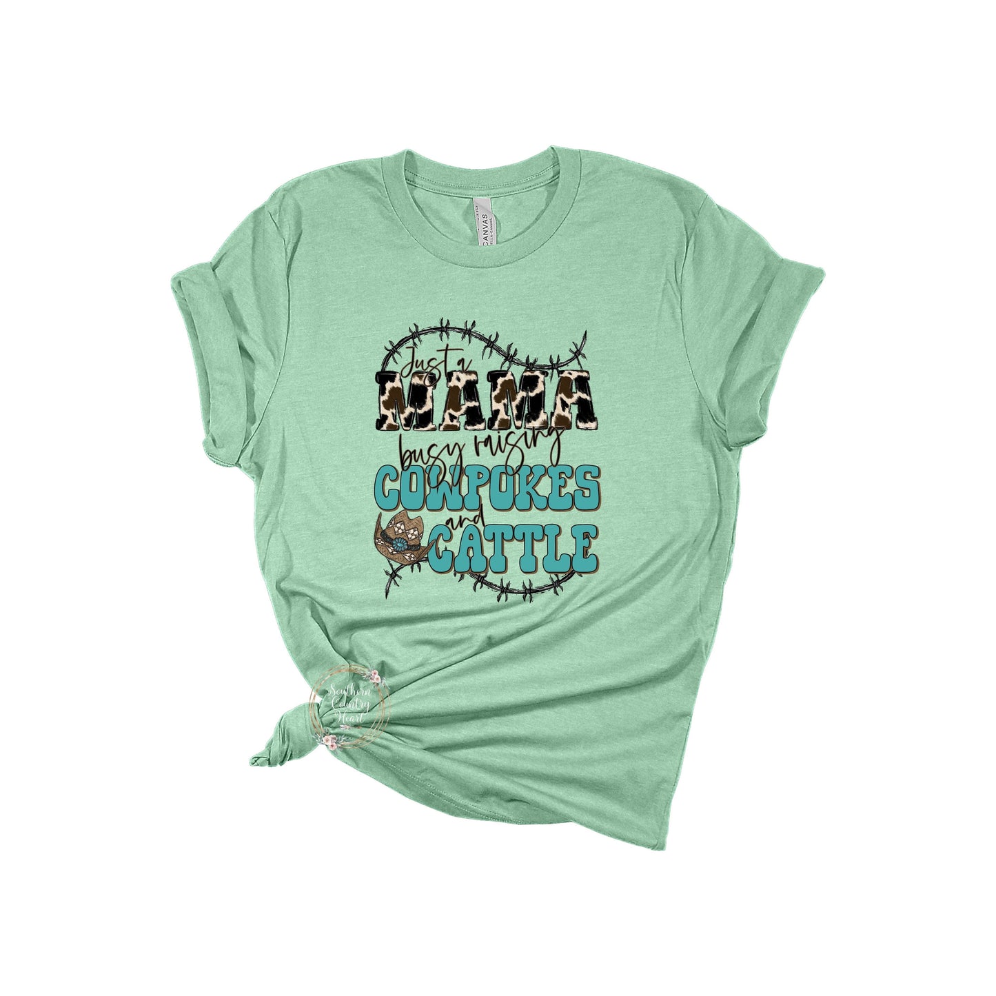 Just a Mama Raising Cowpokes & Cattle Tee - Shirt - southerncountryheart.com