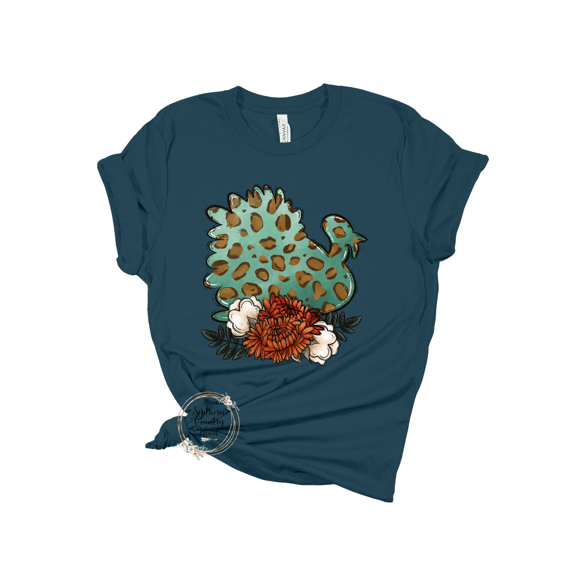 Turkey with Flowers Tee - Shirt - southerncountryheart.com