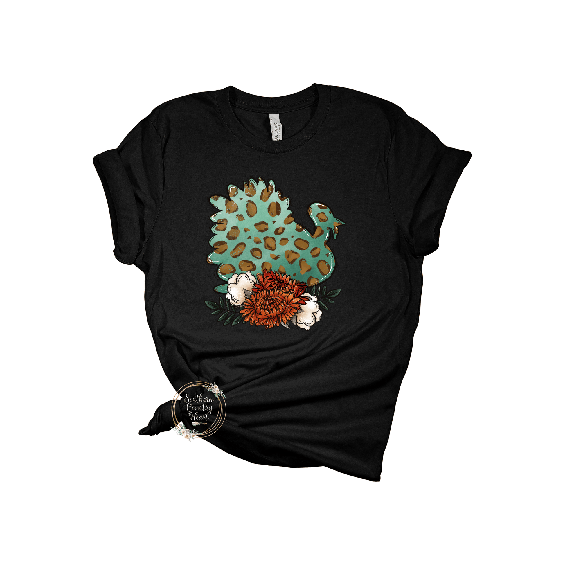 Turkey with Flowers Tee - Shirt - southerncountryheart.com