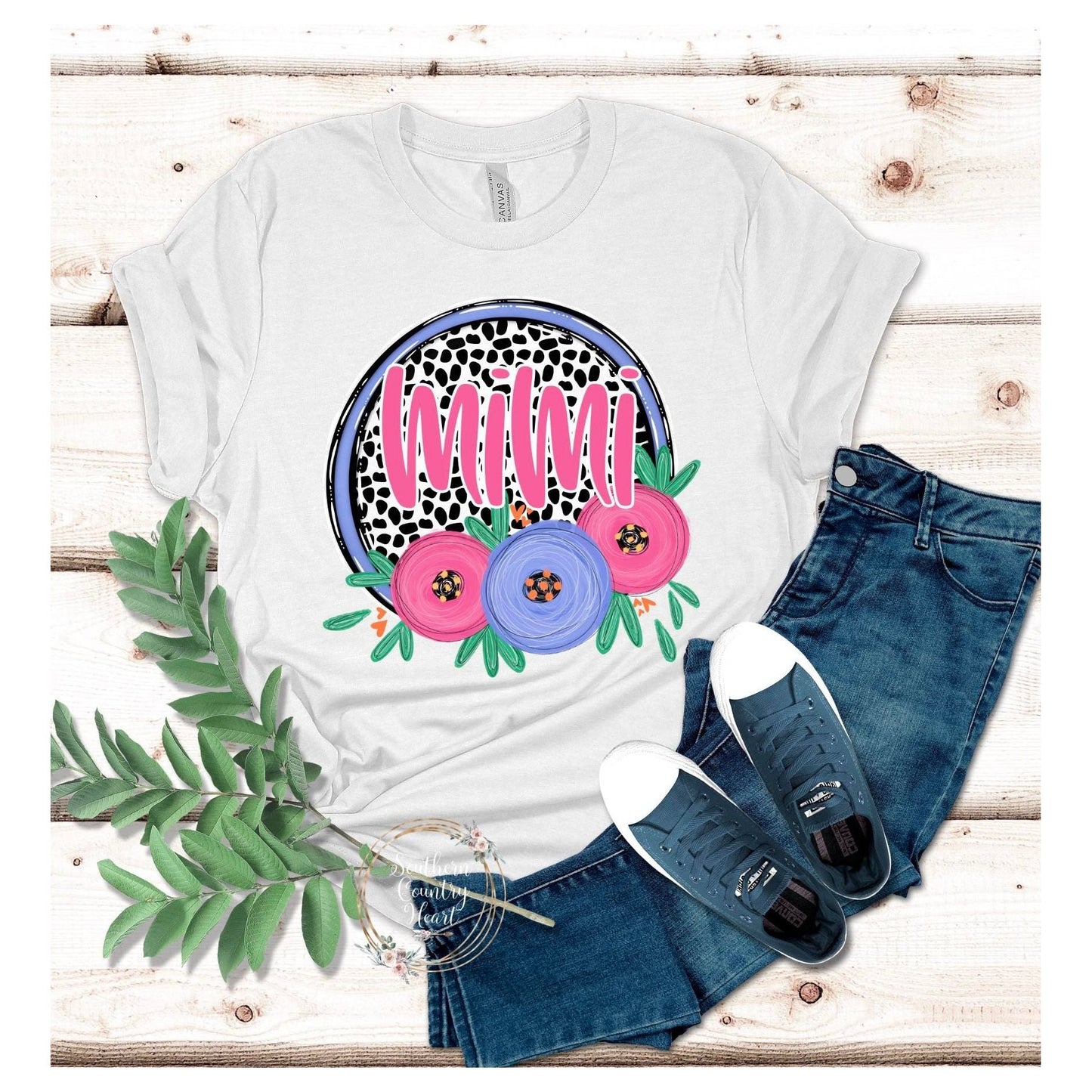 Dot and Floral Custom Tee - Shirt - southerncountryheart.com
