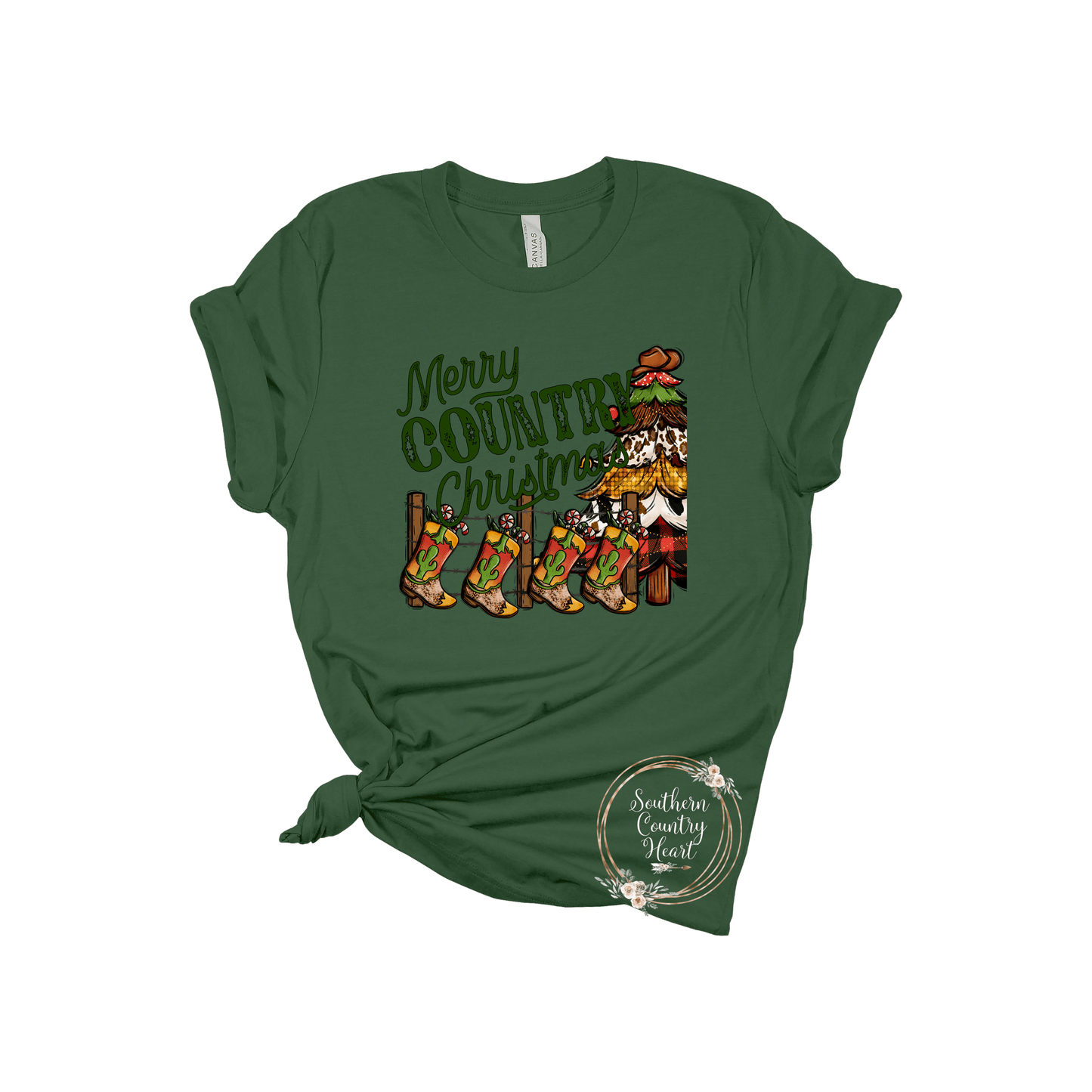 Merry Country Christmas Tee - Shirt - southerncountryheart.com