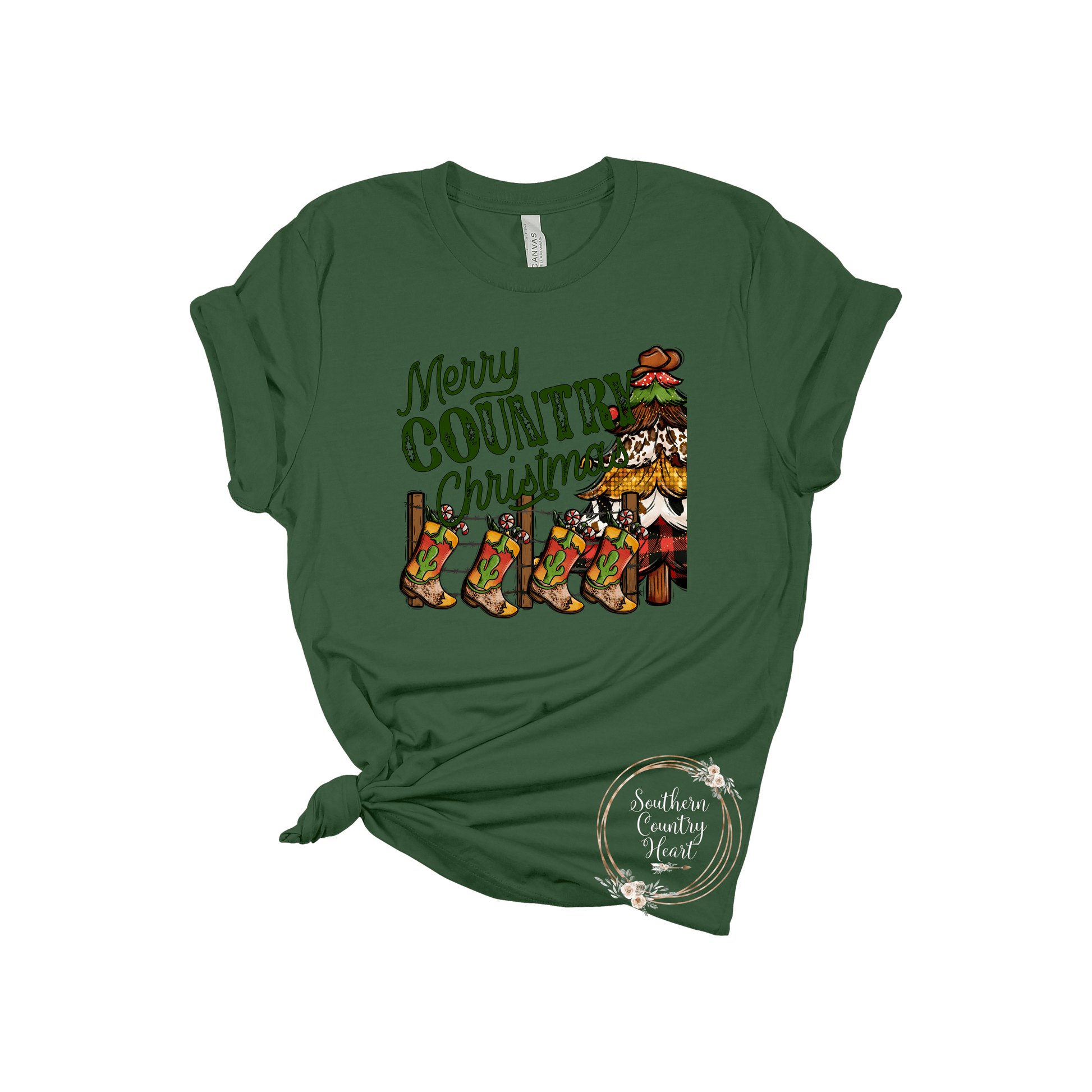 Merry Country Christmas Tee - Shirt - southerncountryheart.com