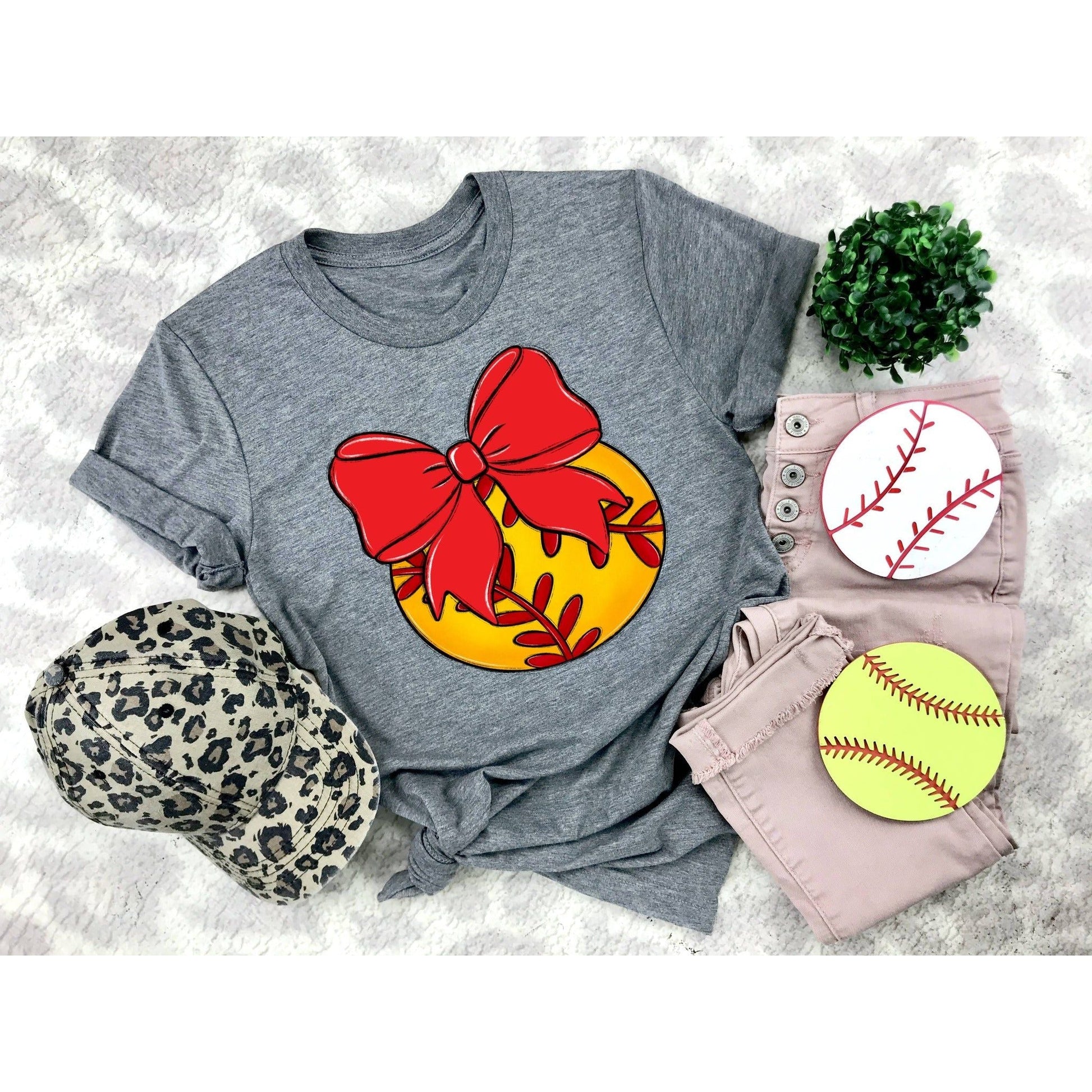 Bows and Softball Tee - Shirt - southerncountryheart.com