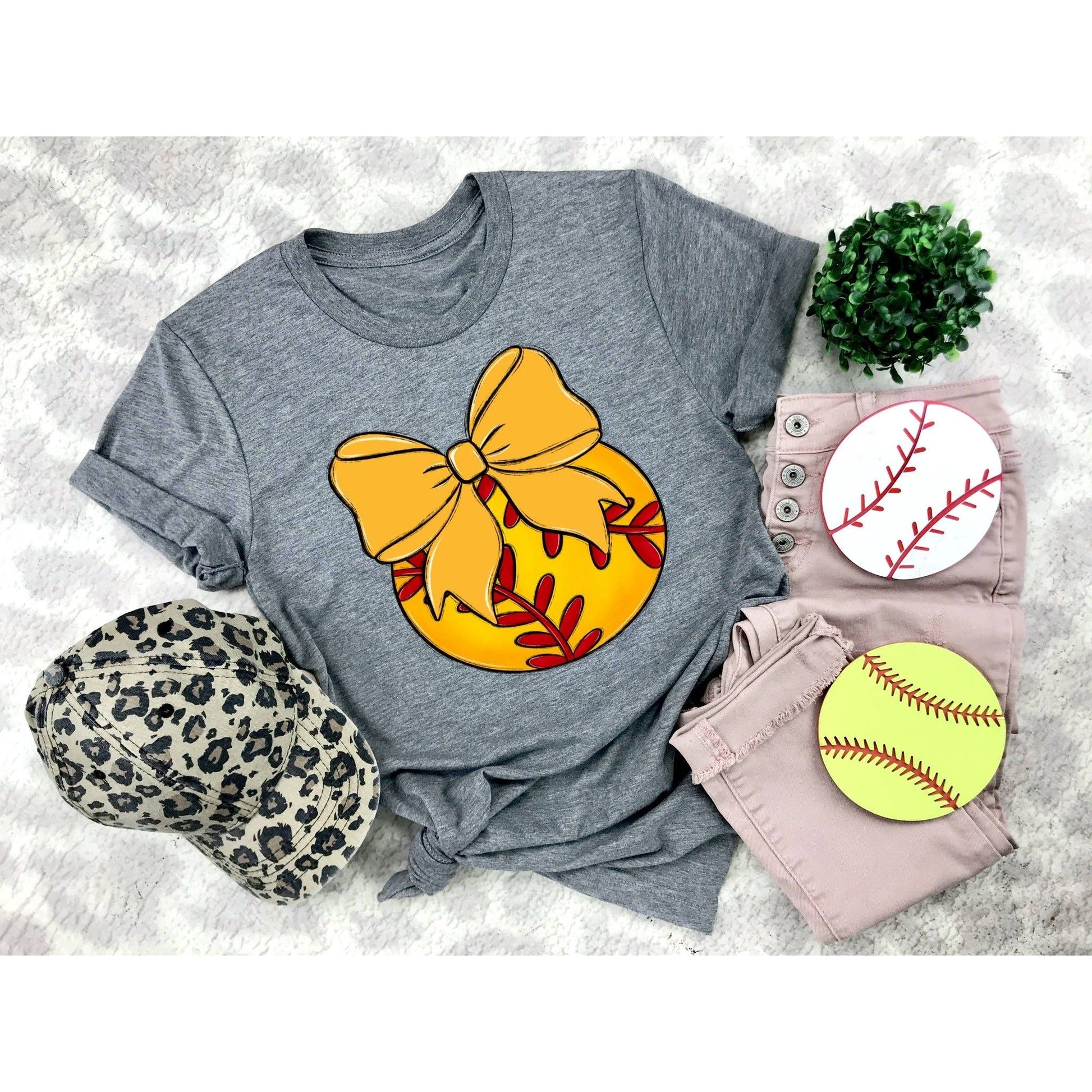 Bows and Softball Tee - Shirt - southerncountryheart.com
