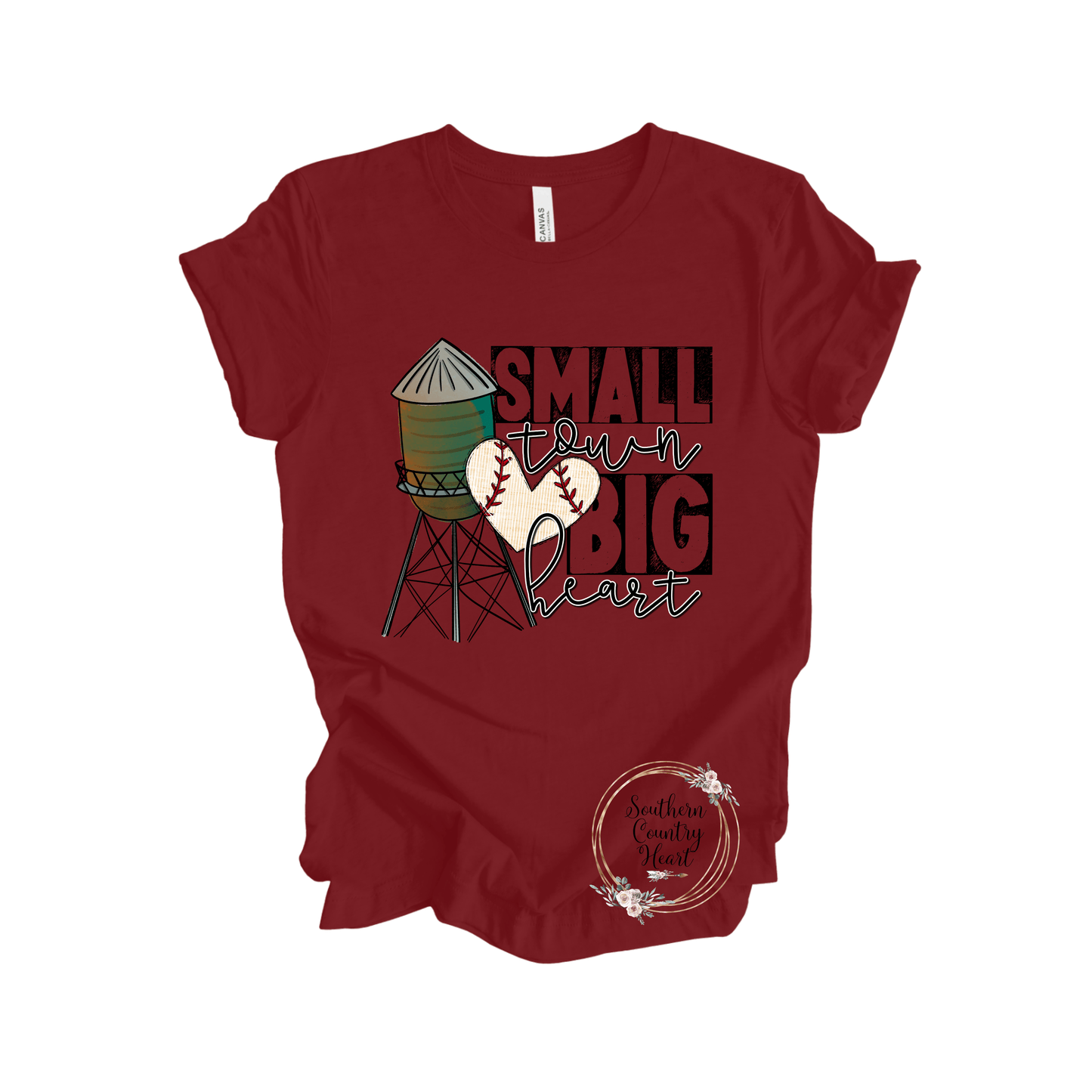 Small Town Big Heart Baseball Tee - Shirt - southerncountryheart.com
