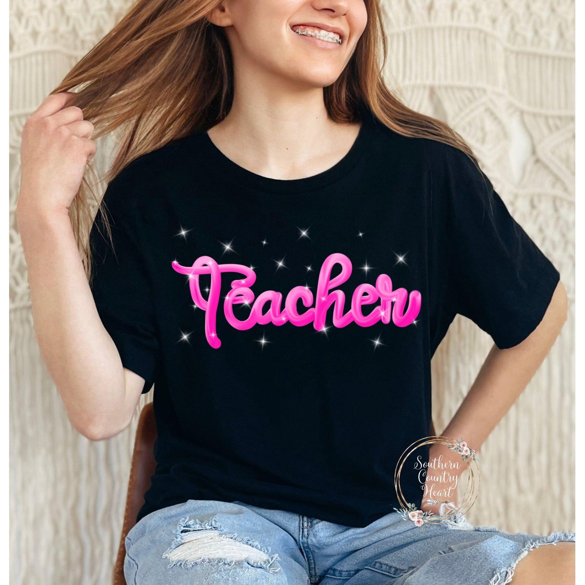 Teacher Hot Pink Tee - Shirt - southerncountryheart.com