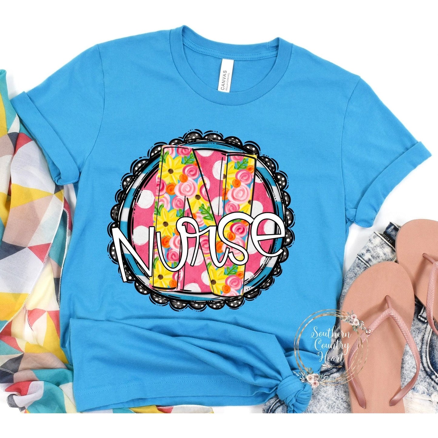 Sunny Dots Nurse Tee - Shirt - southerncountryheart.com