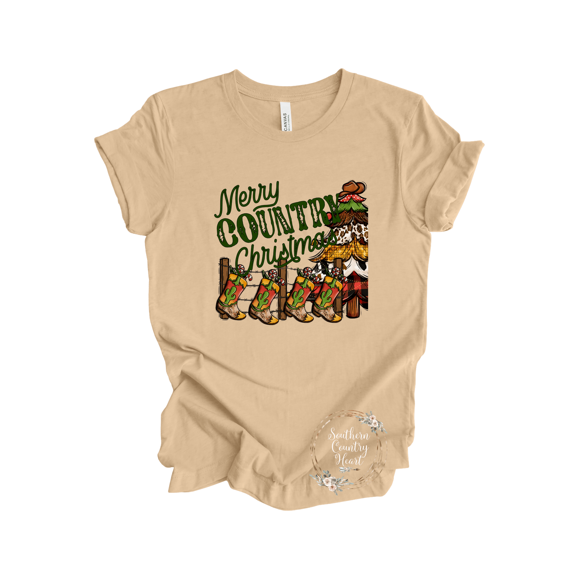 Merry Country Christmas Tee - Shirt - southerncountryheart.com