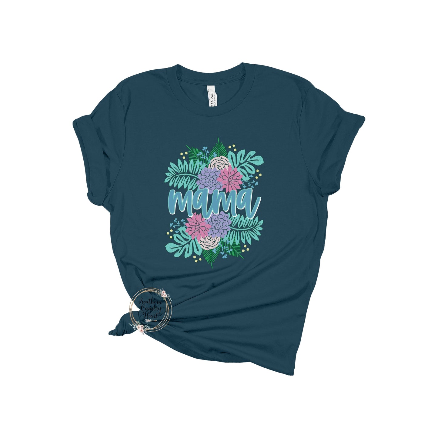Summer Floral Split Mama Tee - Shirt - southerncountryheart.com