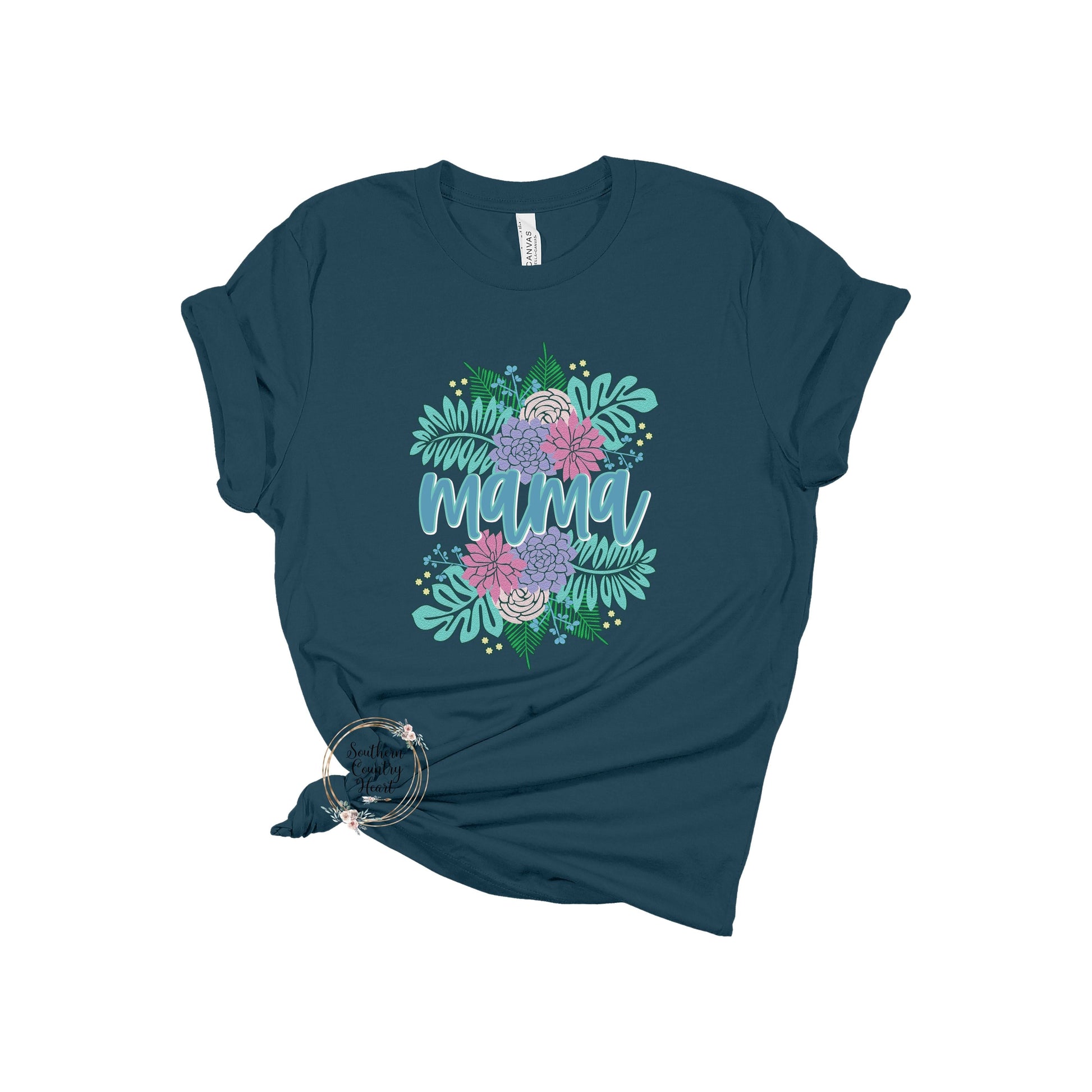 Summer Floral Split Mama Tee - Shirt - southerncountryheart.com