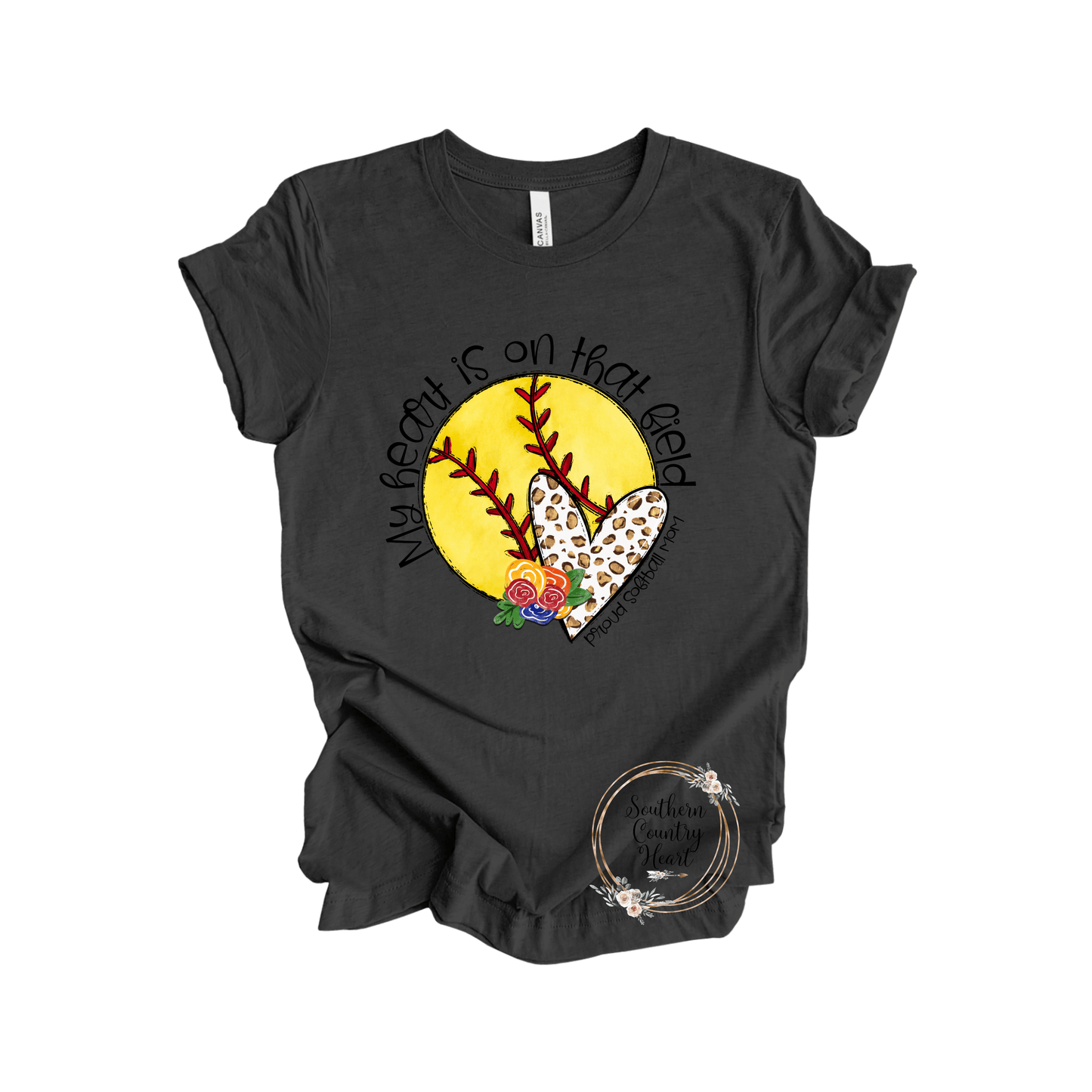 My Heart is on that Field Softball Tee - Shirt - southerncountryheart.com