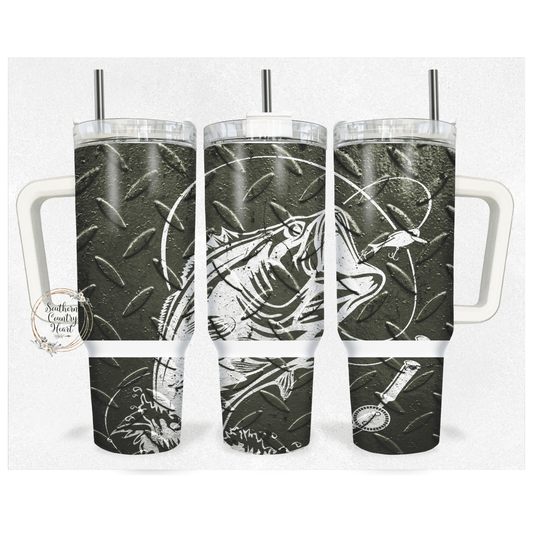 Fishing Diamond Plate - 40oz Tumbler - southerncountryheart.com