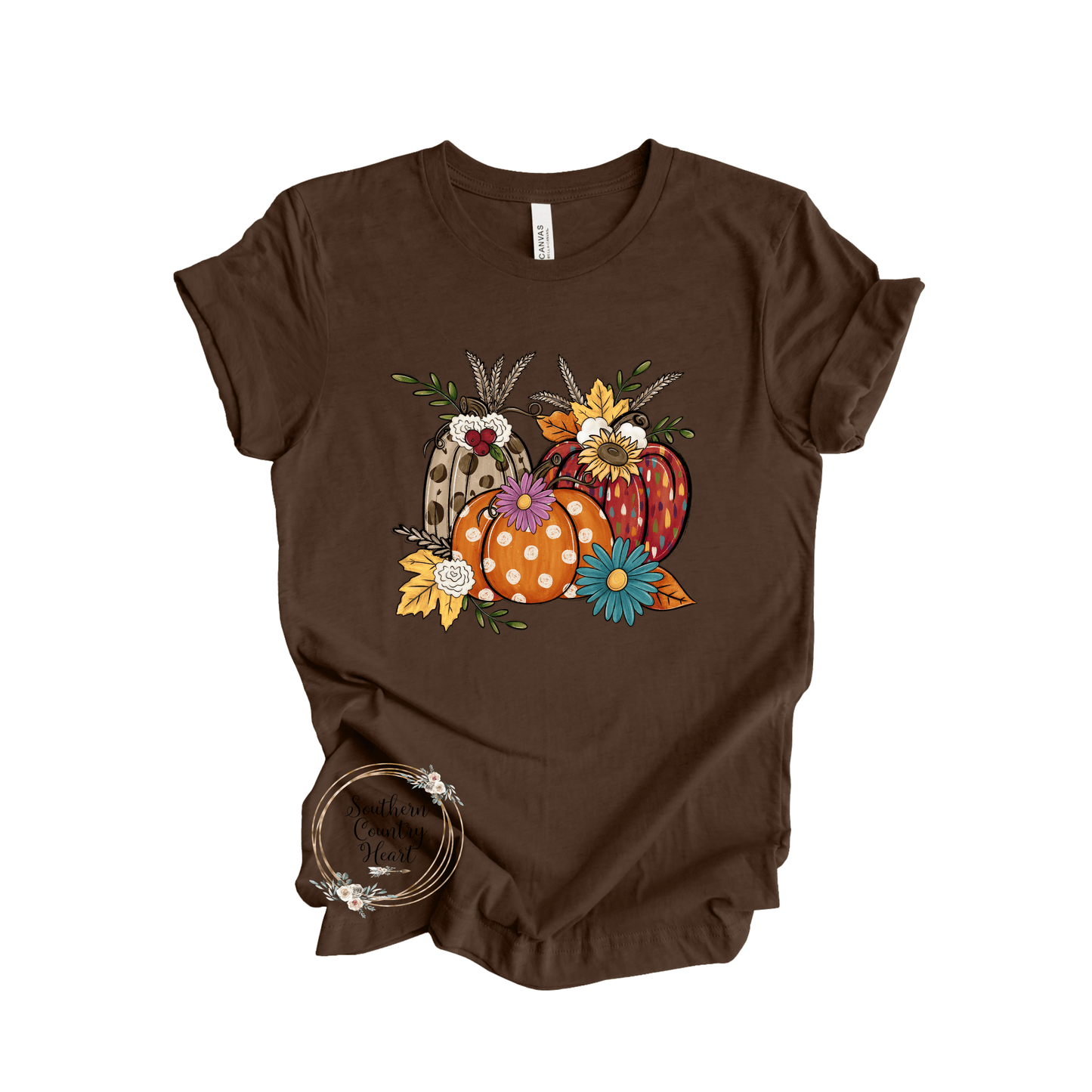 Fall Pumpkin Vignette Tee - Shirt - southerncountryheart.com