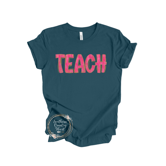 Teach Pink Tee - Shirt - southerncountryheart.com
