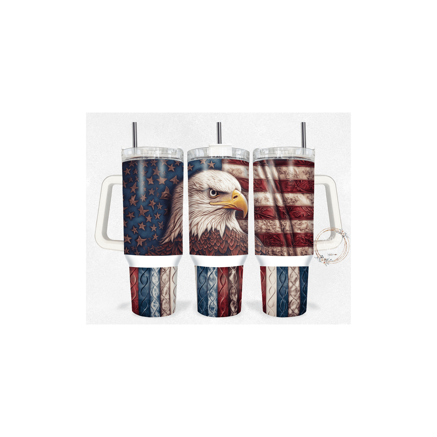 Bald Eagle American Flag - 40oz Tumbler - southerncountryheart.com