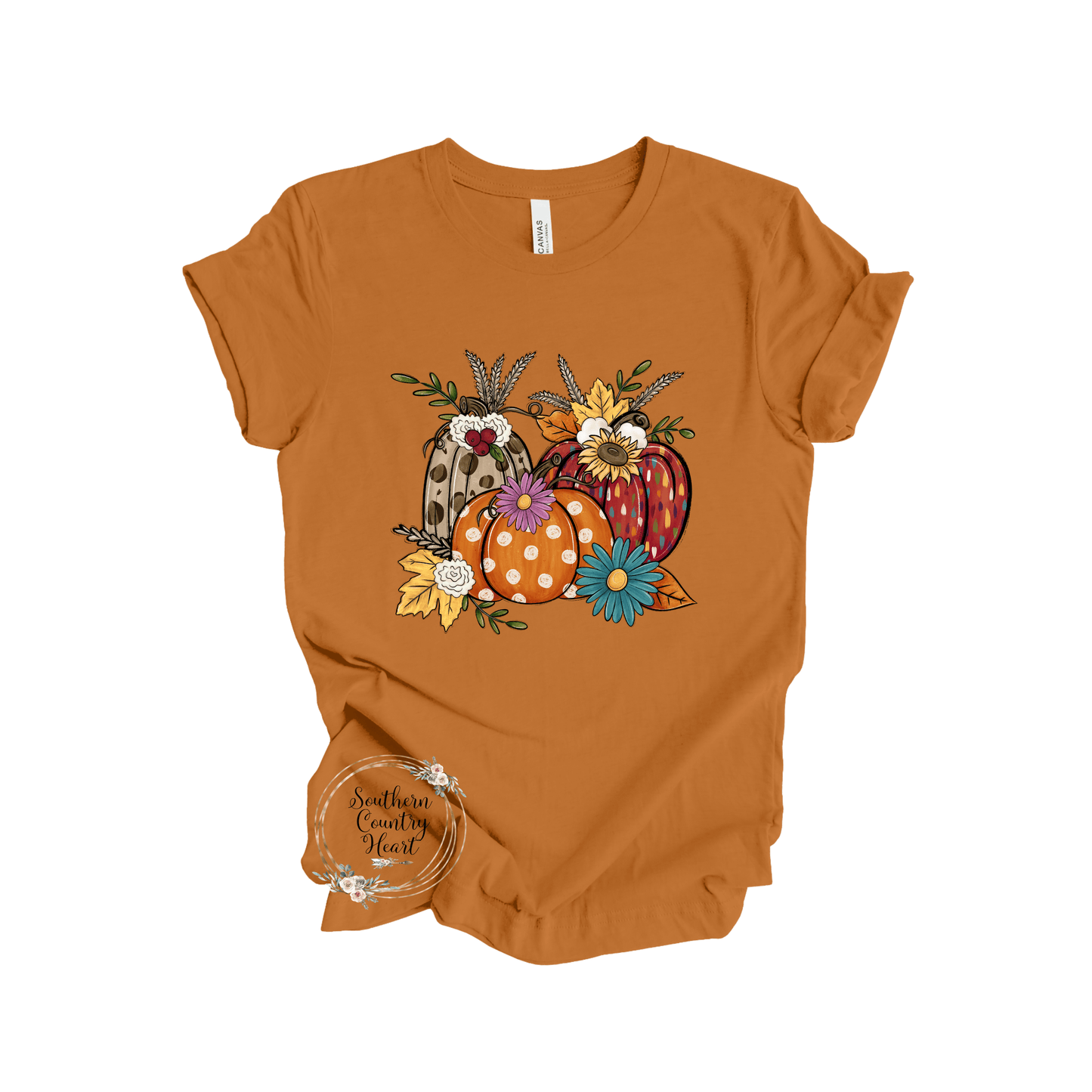 Fall Pumpkin Vignette Tee - Shirt - southerncountryheart.com
