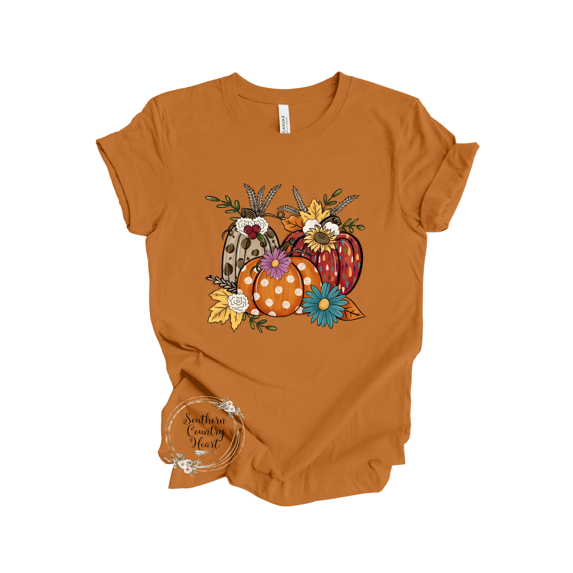 Fall Pumpkin Vignette Tee - Shirt - southerncountryheart.com