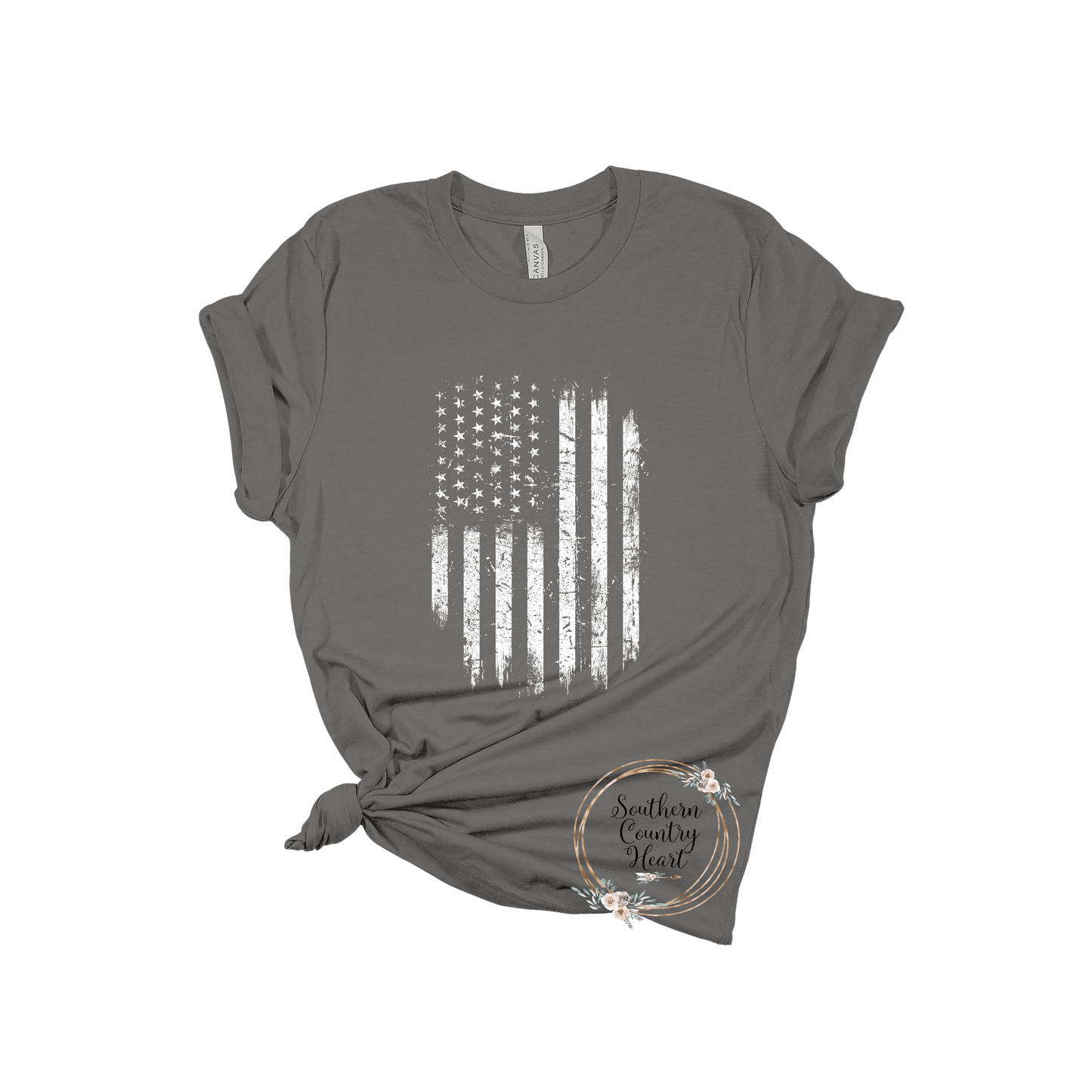 Distressed Flag Tee - Shirt - southerncountryheart.com