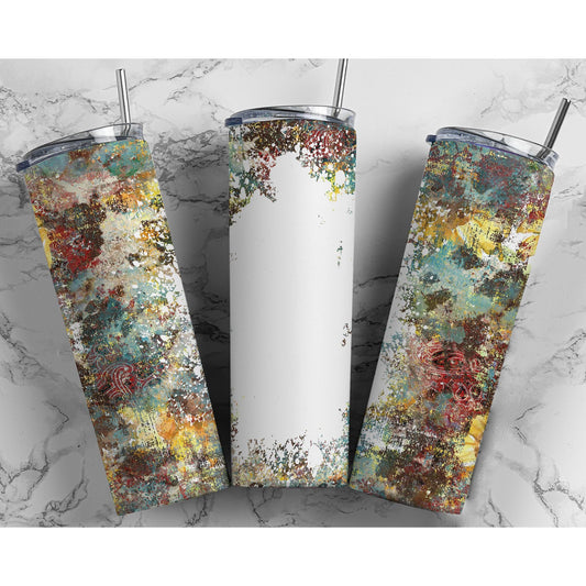 Western Floral Grunge Blank - 20 oz Skinny Tumblers w/ Lid and Straw