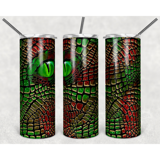 Christmas Dragon - 20 oz Skinny Tumblers w/ Lid and Straw