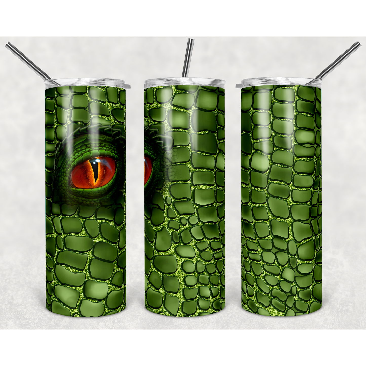 Dragon Scales Green - 20 oz Skinny Tumblers w/ Lid and Straw