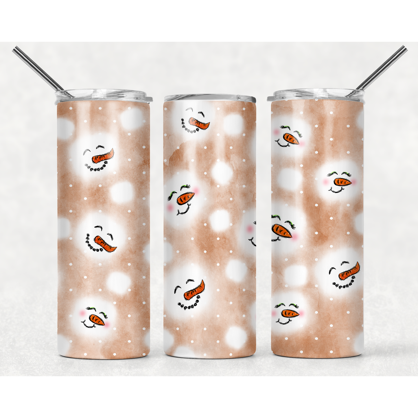 Hot Chocolate Snowman Marshmellow - 20 oz Skinny Tumblers w/ Lid and Straw