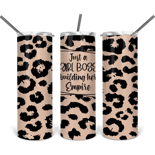 Just a Girl Boss Building Her Empire Leopard - Skinny Tumbler
