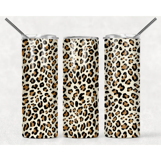 Leopard Blank - 20 oz Skinny Tumblers w/ Lid and Straw