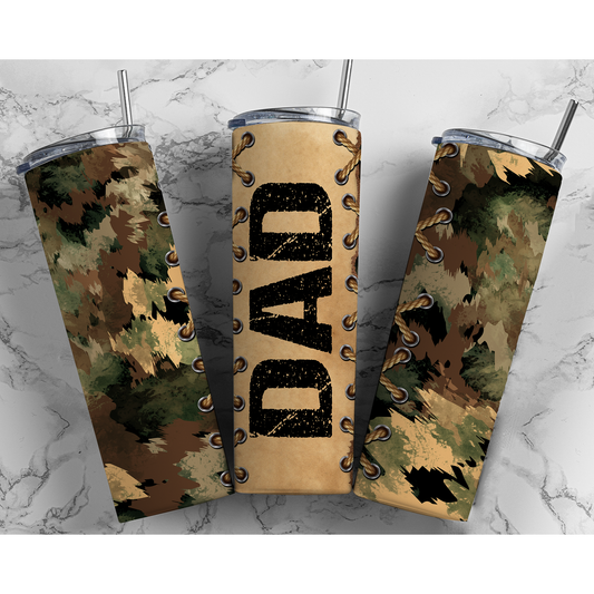 Dad Camo Laces - 20 oz Skinny Tumblers w/ Lid and Straw