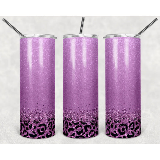 Violet Leopard Ombre - 20 oz Skinny Tumblers w/ Lid and Straw