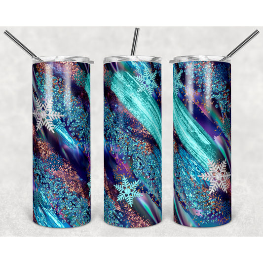 Purple Blue Milky Way Snowflake - 20 oz Skinny Tumblers w/ Lid and Straw