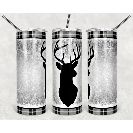 BK Plaid Deer - 20 oz Skinny Tumblers w/ Lid and Straw