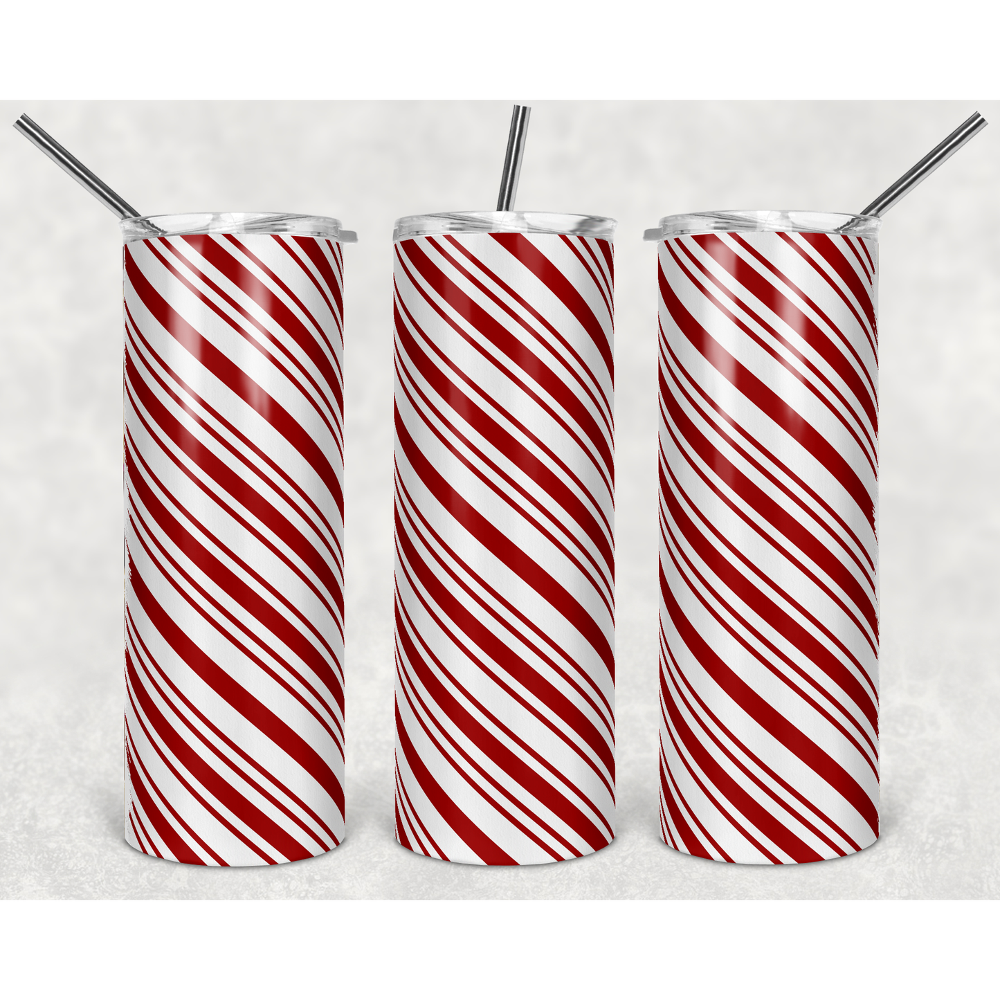 Candy Cane Stripes - 20 oz Skinny Tumblers w/ Lid and Straw