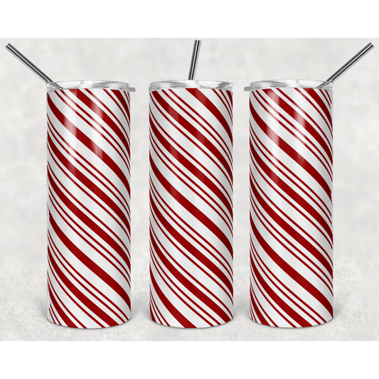 Candy Cane Stripes - 20 oz Skinny Tumblers w/ Lid and Straw