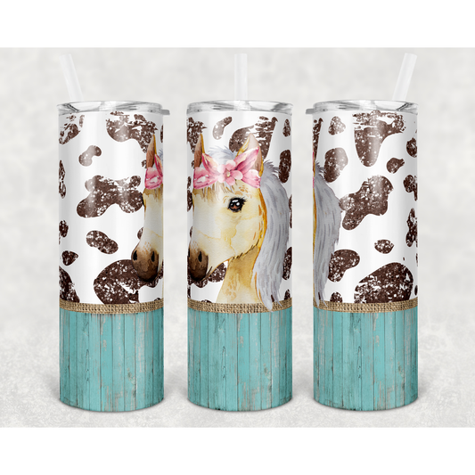 Cow Print Horse- 20 oz Skinny Tumblers w/ Lid and Straw