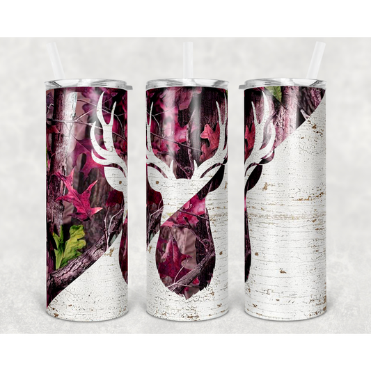 Deer Hunting Pink Camo - 20 oz Skinny Tumblers w/ Lid and Straw