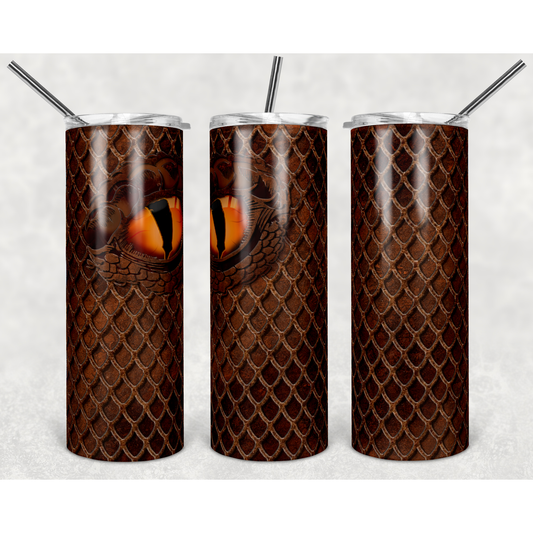 Brown Dragon - 20 oz Skinny Tumblers w/ Lid and Straw