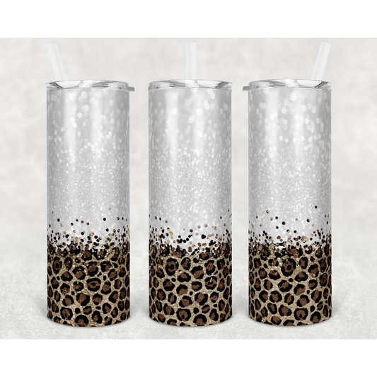 Leopard bottom Plain - 20 oz Skinny Tumblers w/ Lid and Straw