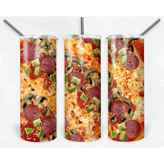 Milky Way Pizza - 20 oz Skinny Tumblers w/ Lid and Straw