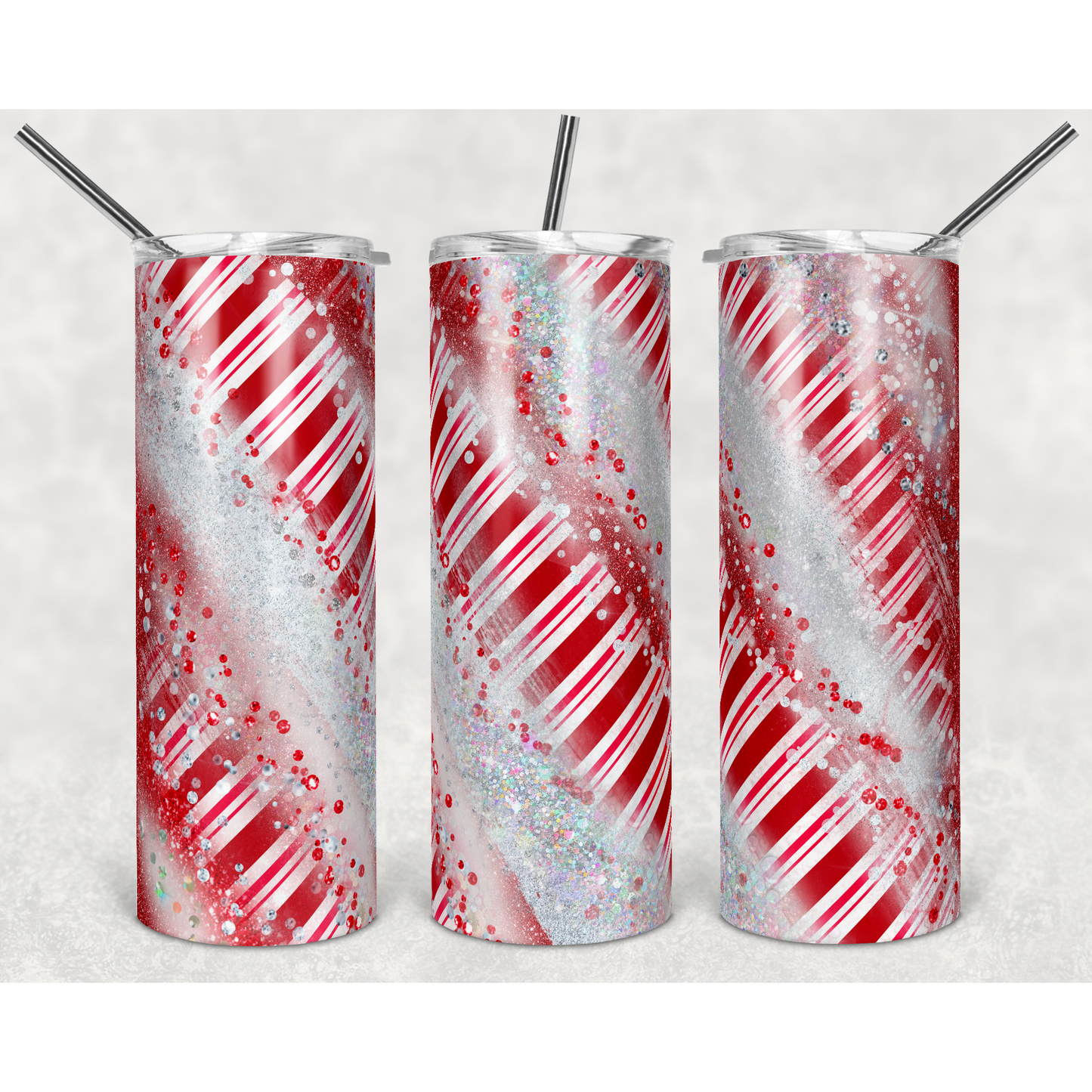 Milky Way Candy Cane - 20 oz Skinny Tumblers w/ Lid and Straw