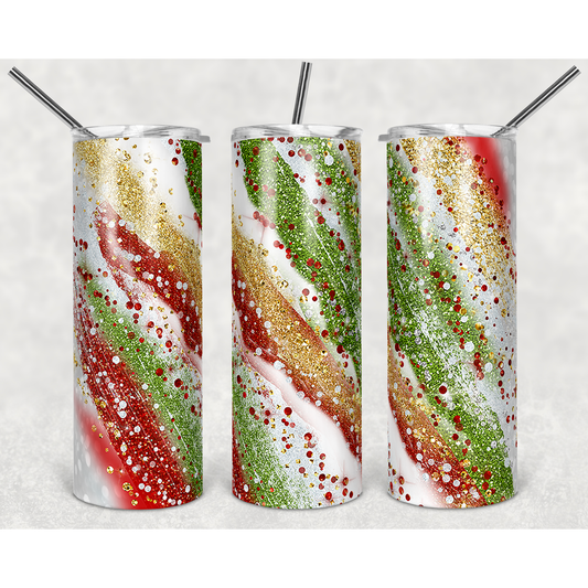 Milky Way Gold Green and Red- 20 oz Skinny Tumblers w/ Lid and Straw