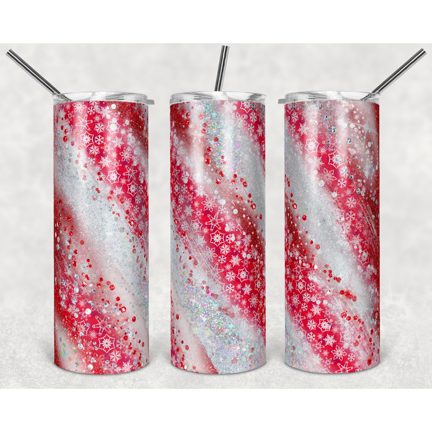 Milky Way Red Snowflakes- 20 oz Skinny Tumblers w/ Lid and Straw