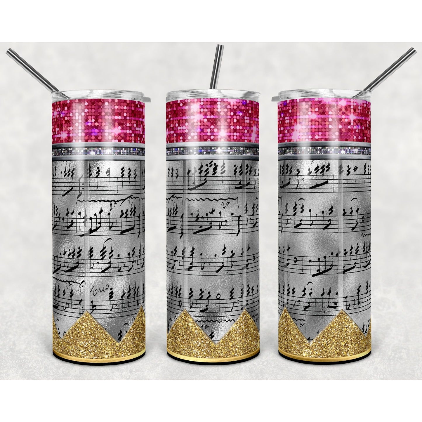 Pencil Music - 20 oz Skinny Tumblers w/ Lid and Straw